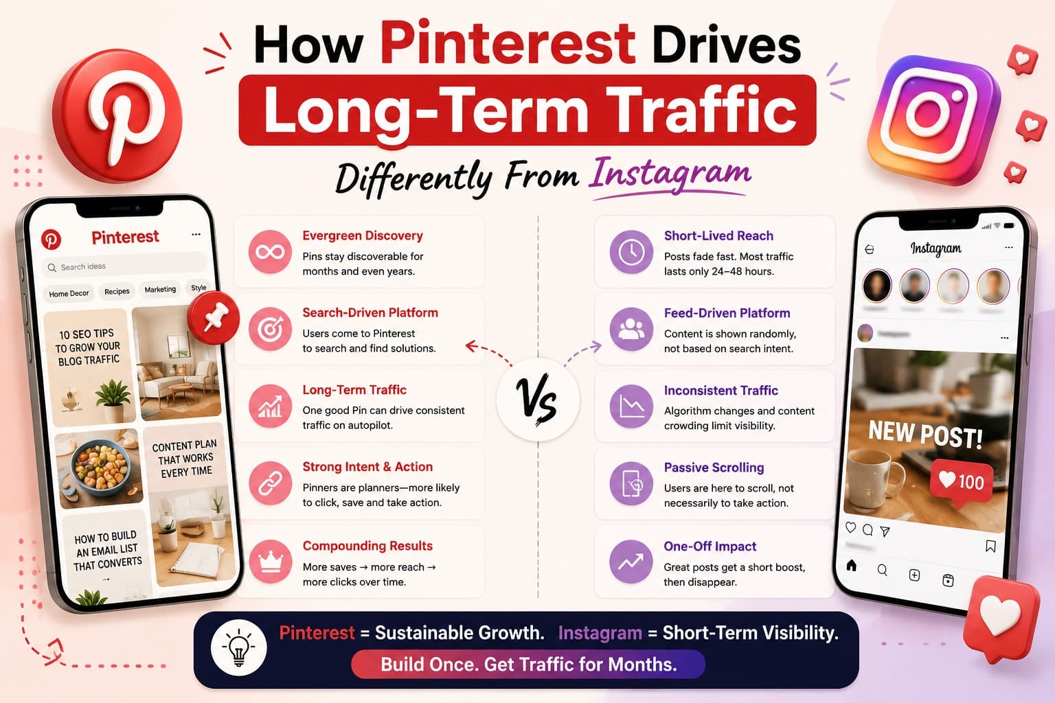 How Pinterest Drives Long-Term Traffic Differently From Instagram